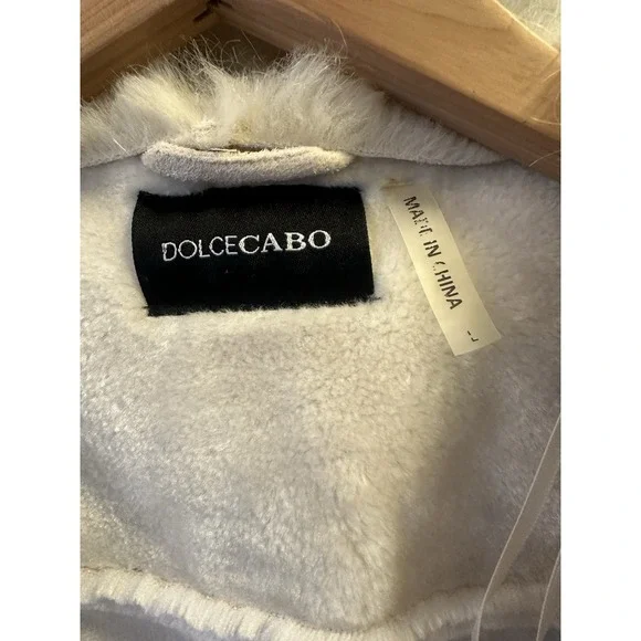 Dolce Cabo Women's Suede Faux Fur Vest Open, Lined, Taupe Cream, Size L - Picture 3 of 9